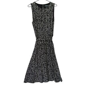 Lauren Ralph Lauren Dress Womens 14 Black White Good Sleeveless Abstract Print